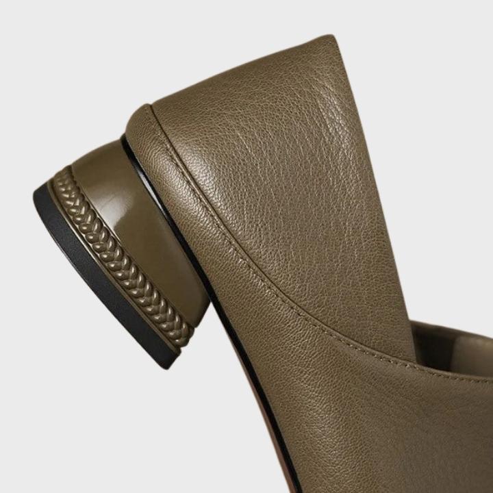 Women's Textured Square-Toe Slip-On Shoes with Low Block Heel