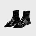 Women's Chunky Mid-Heel Biker Boots with Side Zipper