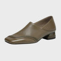 Women's Textured Square-Toe Slip-On Shoes with Low Block Heel