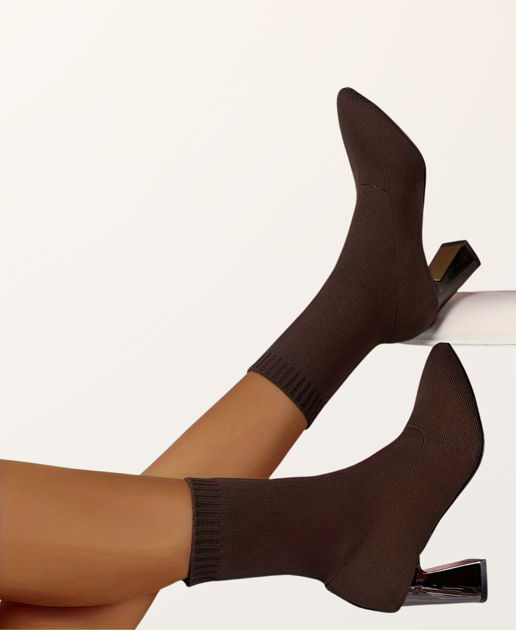 Women's Stretch Sock Ankle Boots with Block Heel