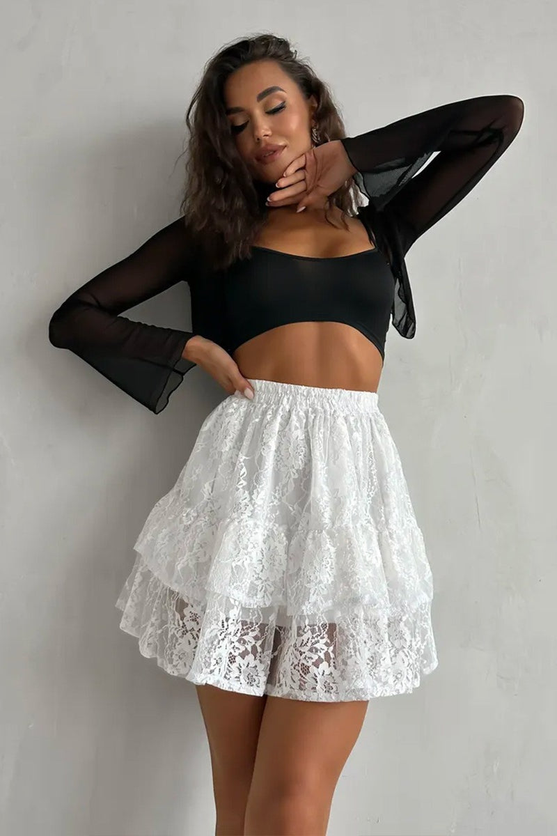 Women's Jacquard Tiered Mini Skirt