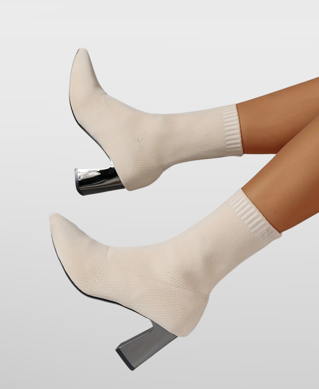 Women's Stretch Sock Ankle Boots with Block Heel
