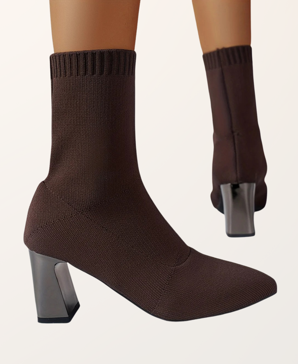 Women's Stretch Sock Ankle Boots with Block Heel