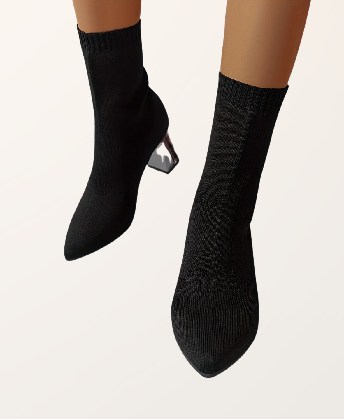 Women's Stretch Sock Ankle Boots with Block Heel