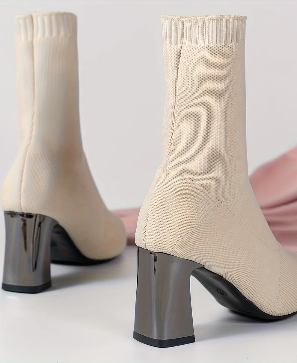 Women's Stretch Sock Ankle Boots with Block Heel