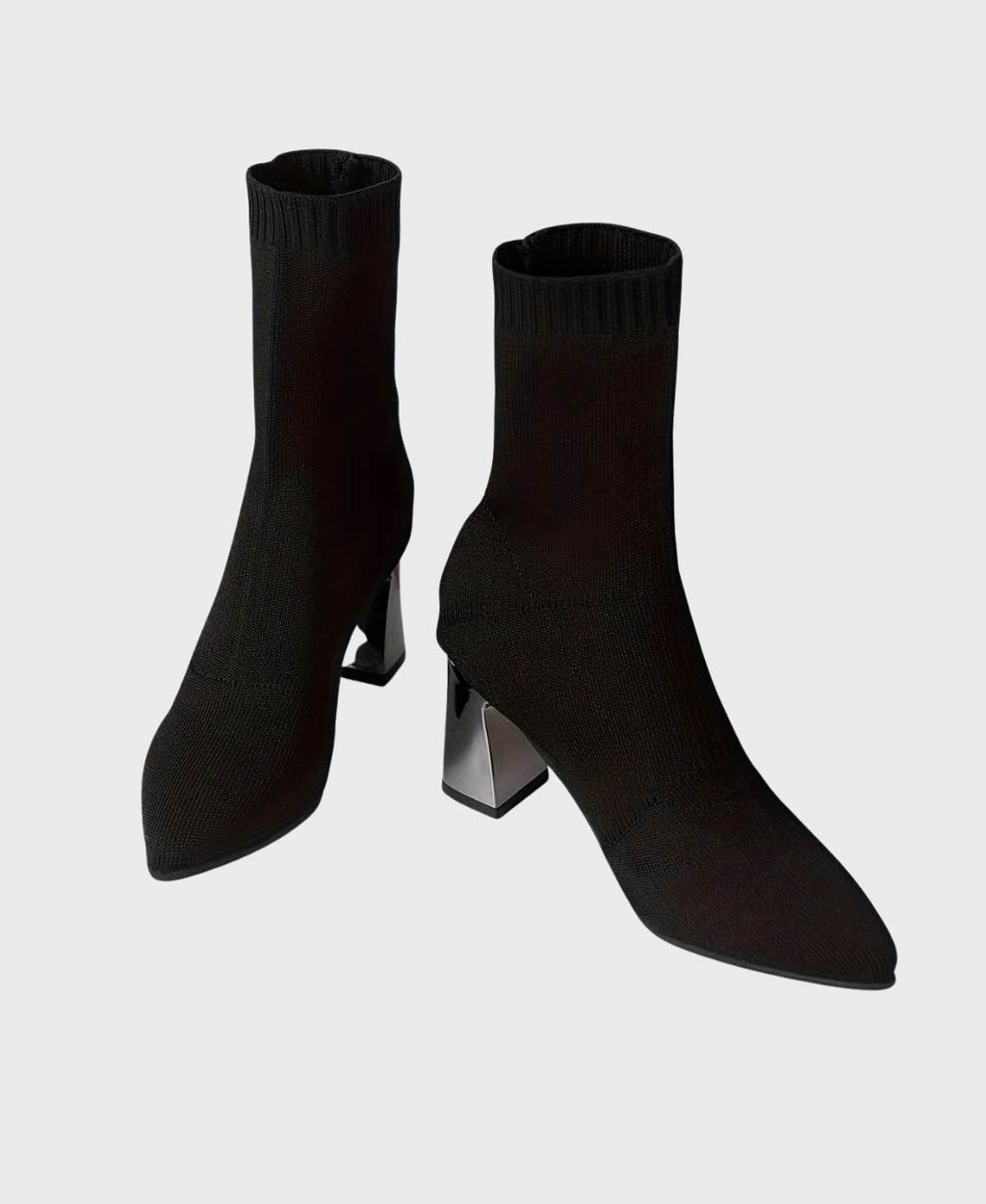 Women's Stretch Sock Ankle Boots with Block Heel