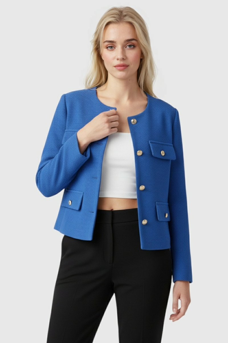 Women's Short Winter Coat Button Closure Stand Collar Stylish Casual