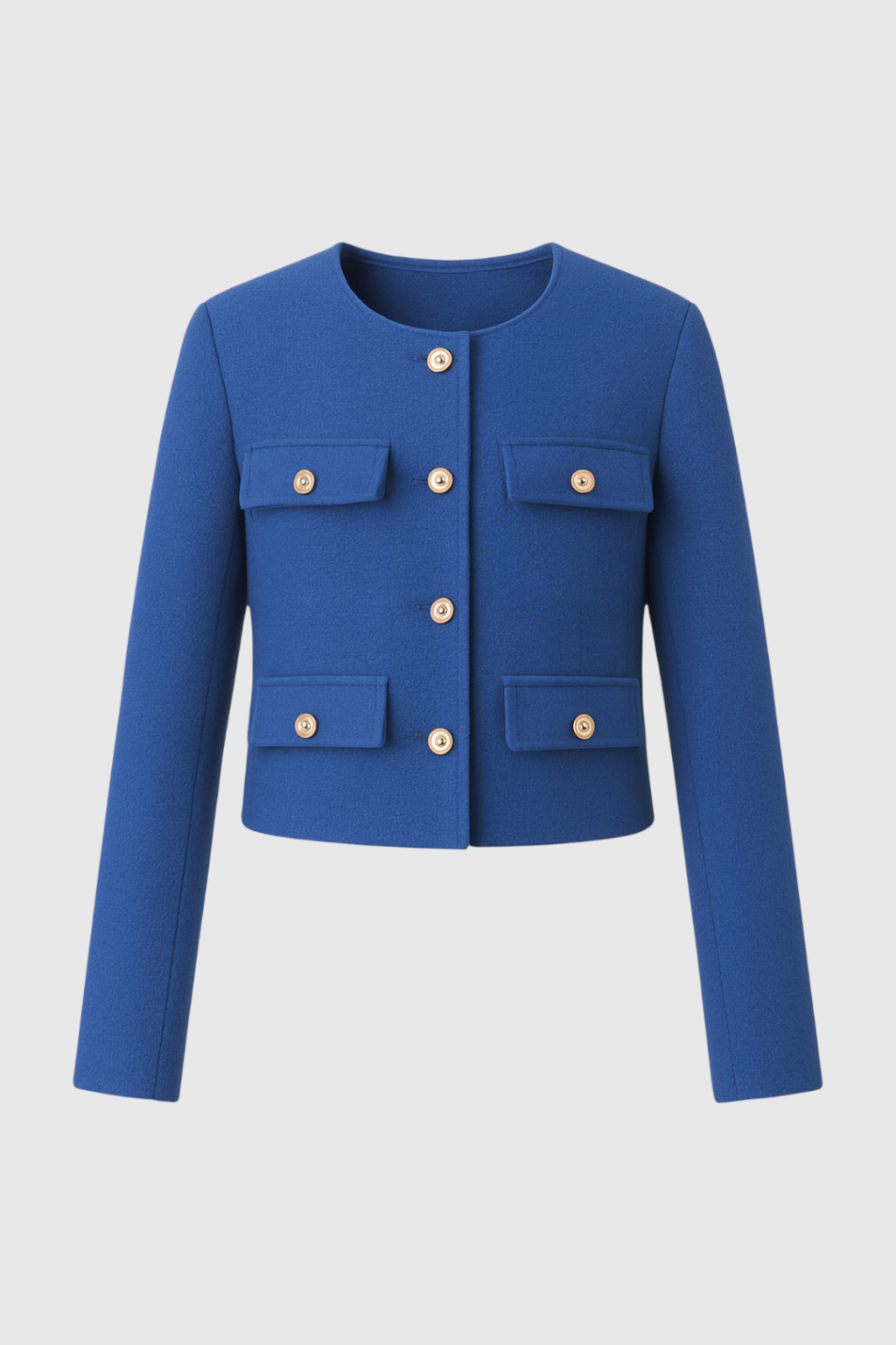 Women's Short Winter Coat Button Closure Stand Collar Stylish Casual