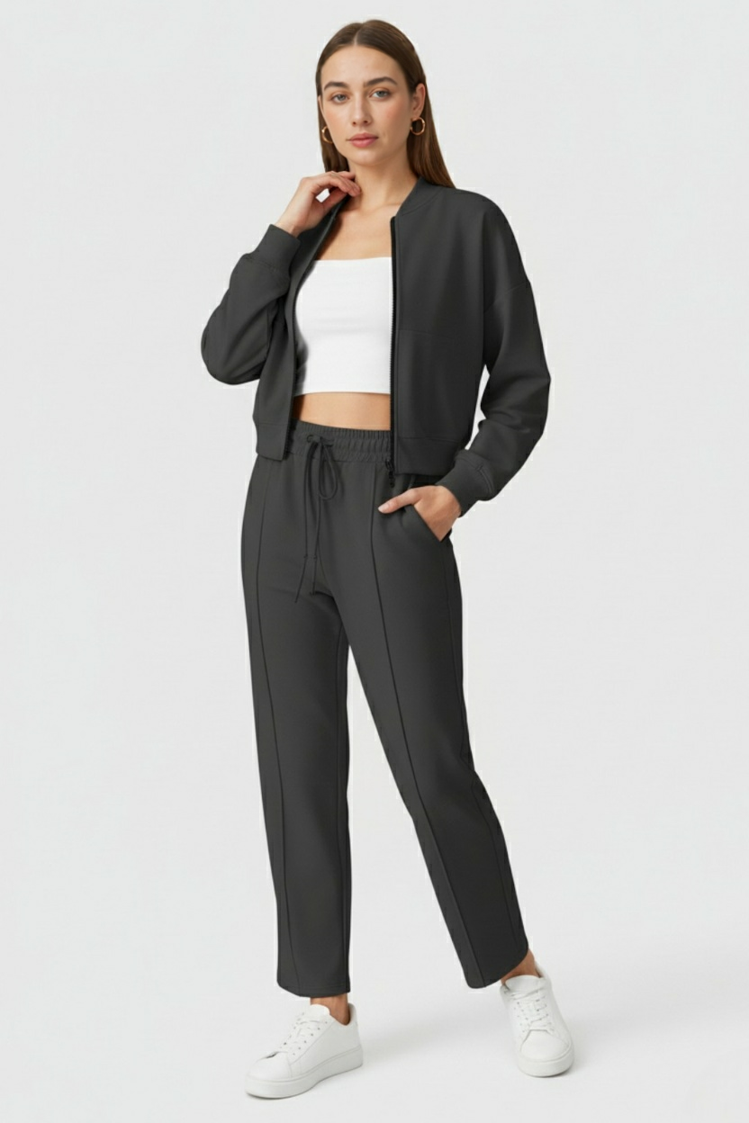 Women's Casual Sweatshirt and Trouser Set Relaxed Fit Long Sleeve Everyday Wear