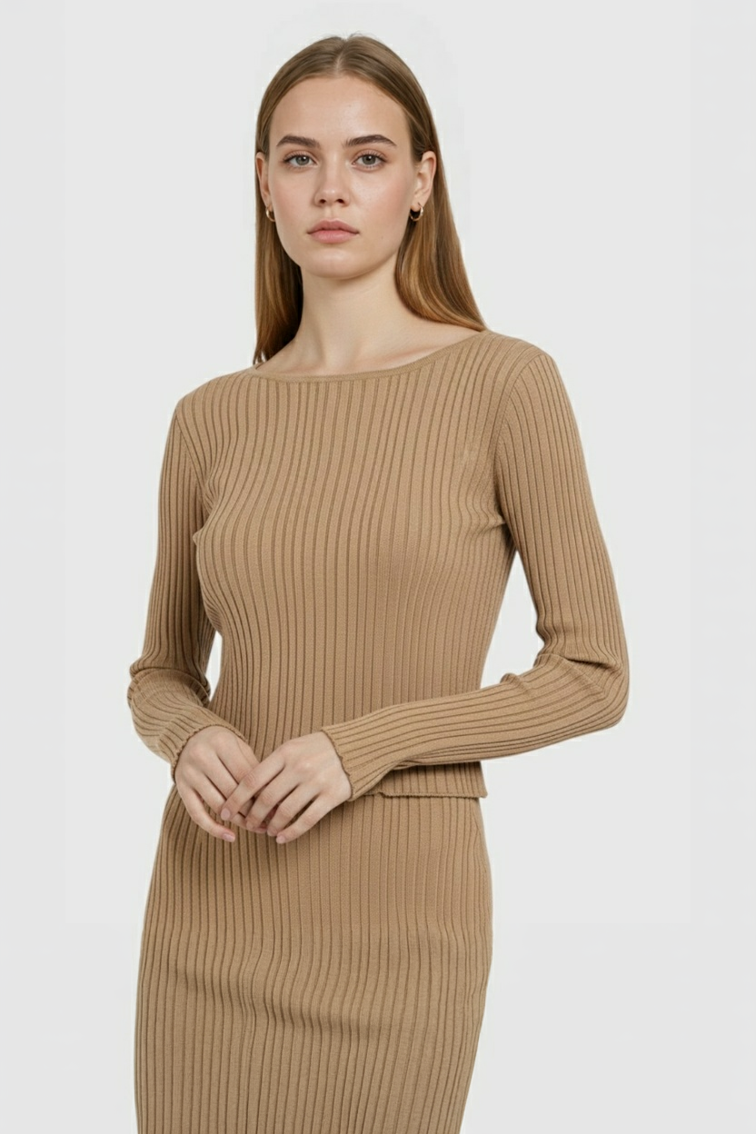 Women's Knitted Skirt Set Fitted Long Sleeve Casual Everyday Stylish