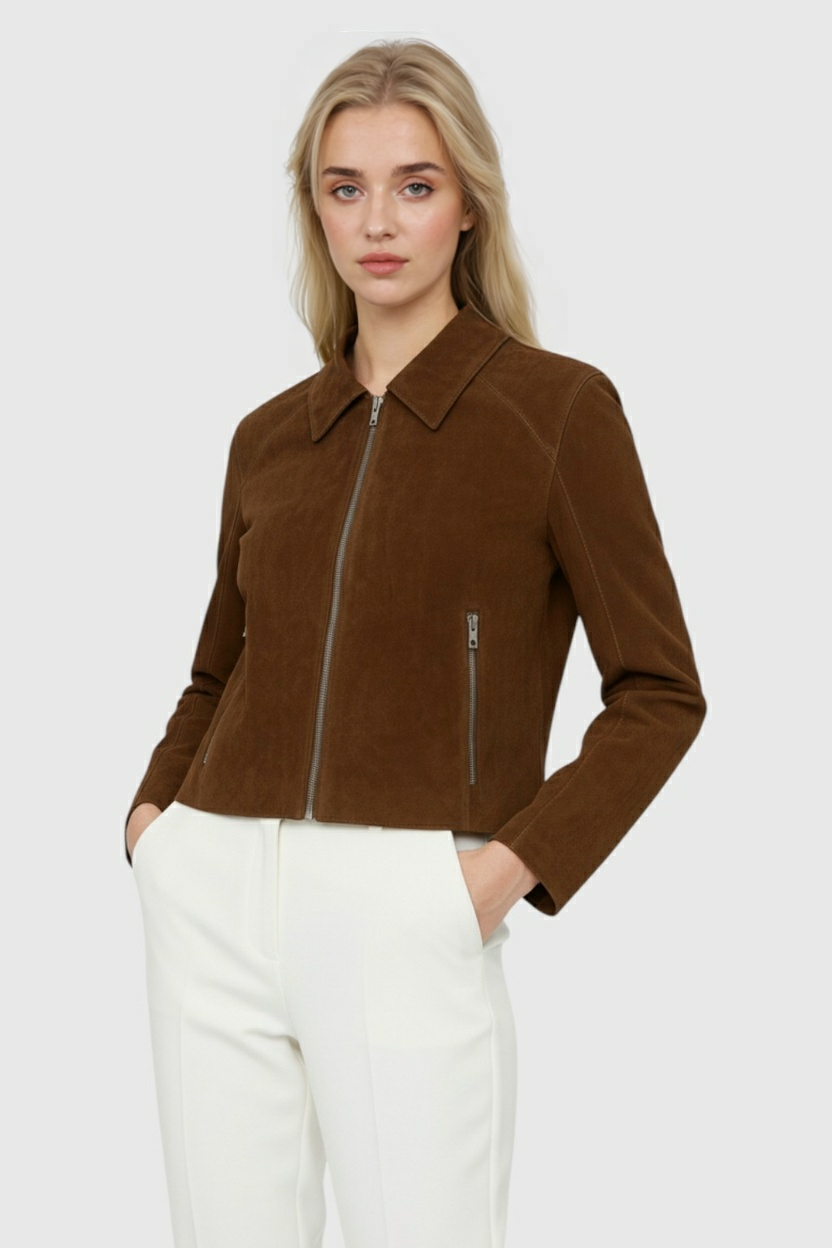 Women's Vintage Short Jacket Classic Fit Button Closure Casual with Pockets