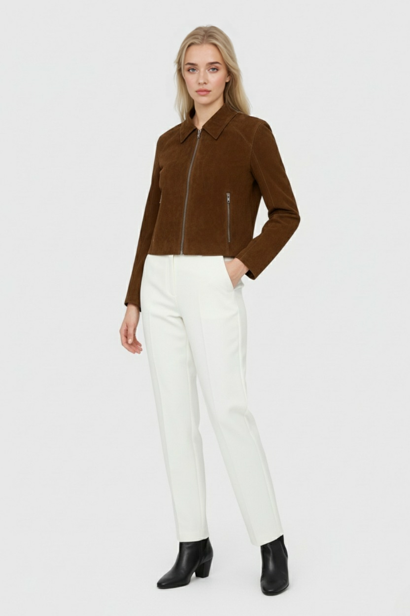 Women's Vintage Short Jacket Classic Fit Button Closure Casual with Pockets