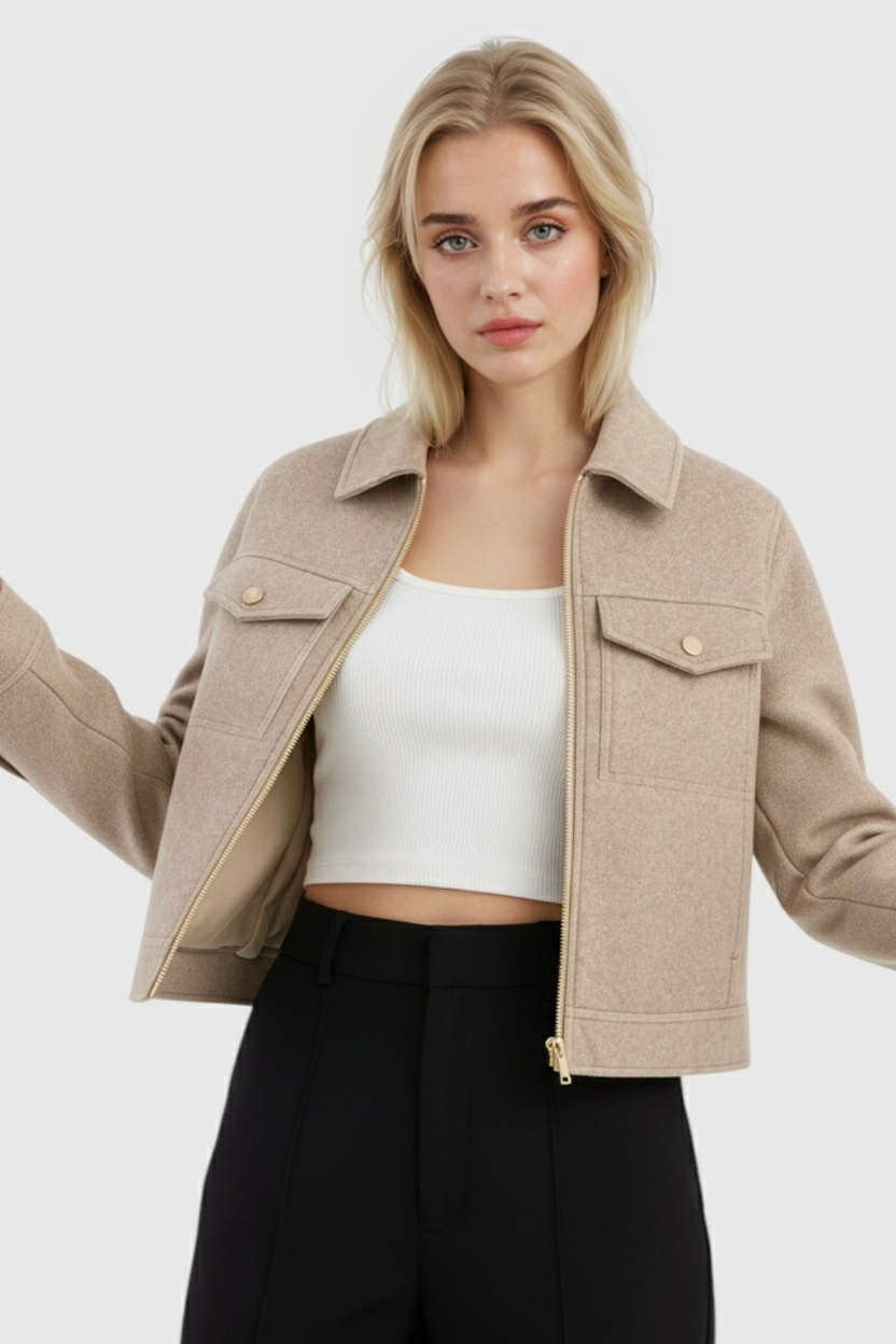 Women's Soft Zip Jacket Relaxed Fit Long Sleeve Casual Layering