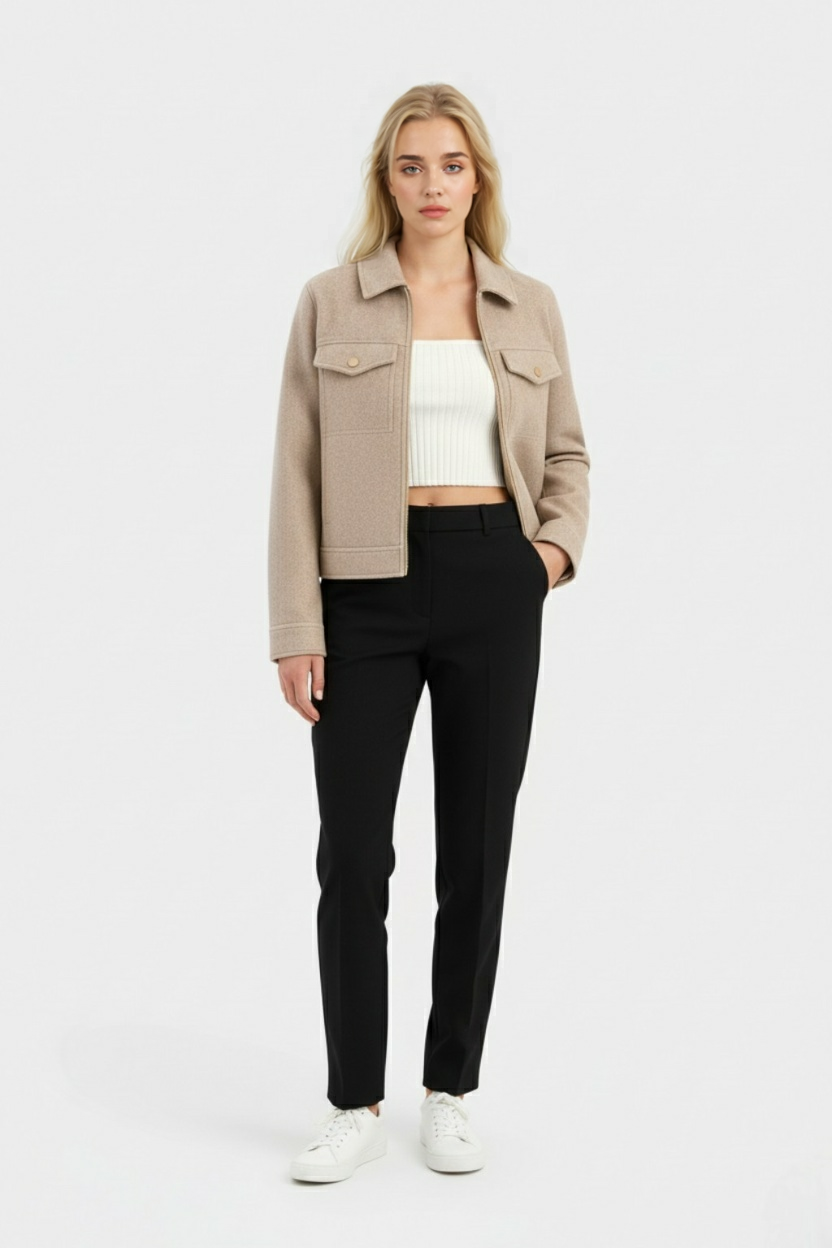 Women's Soft Zip Jacket Relaxed Fit Long Sleeve Casual Layering