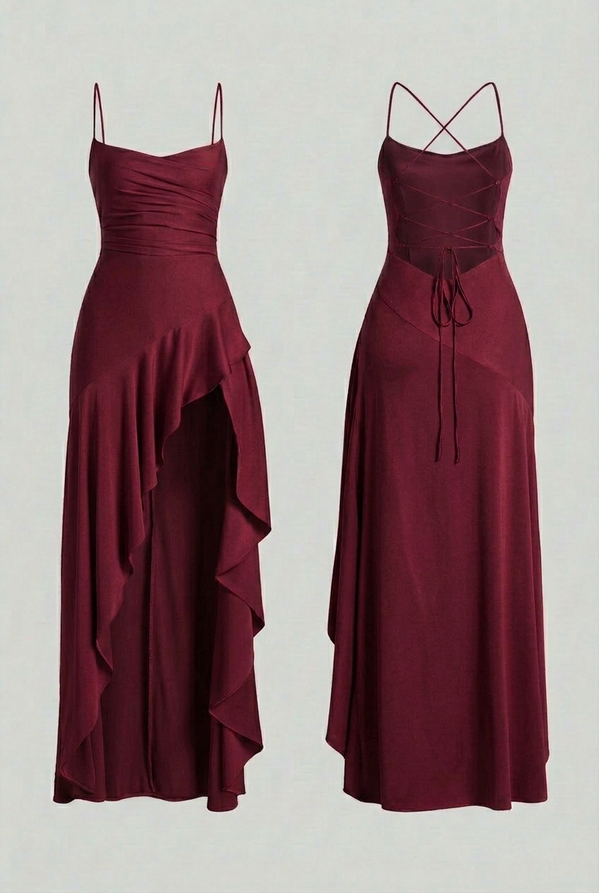 Women's Maxi Evening Dress Lace-Up Open Back Formal Elegant Styling