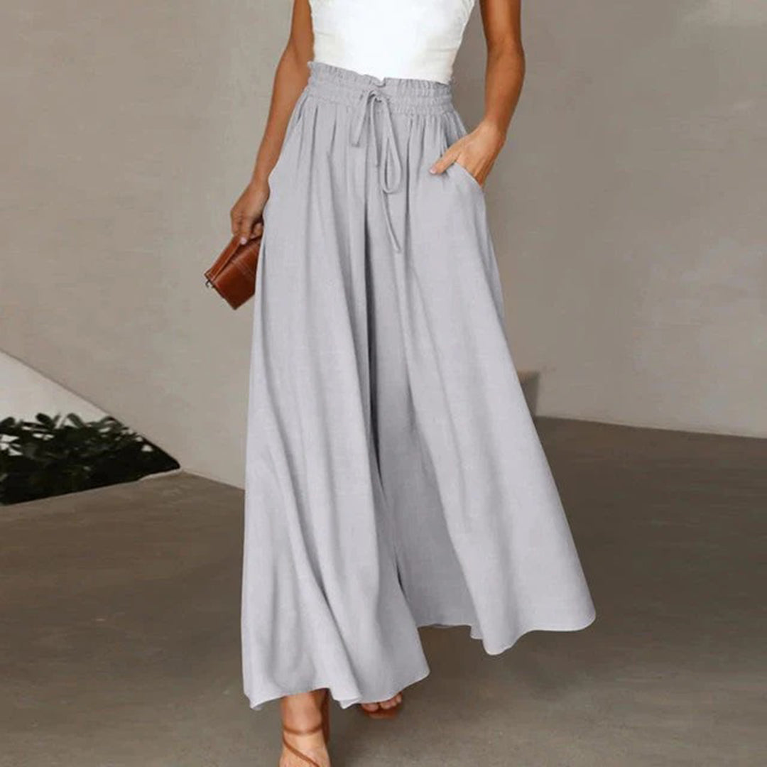 Women 's High-Waist Elastic Trousers with Drawstring