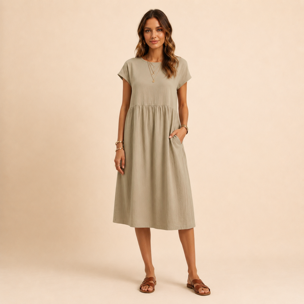 Meau - Casuel Elegant Midi Dress With Pockets