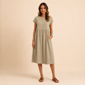 Meau - Casuel Elegant Midi Dress With Pockets