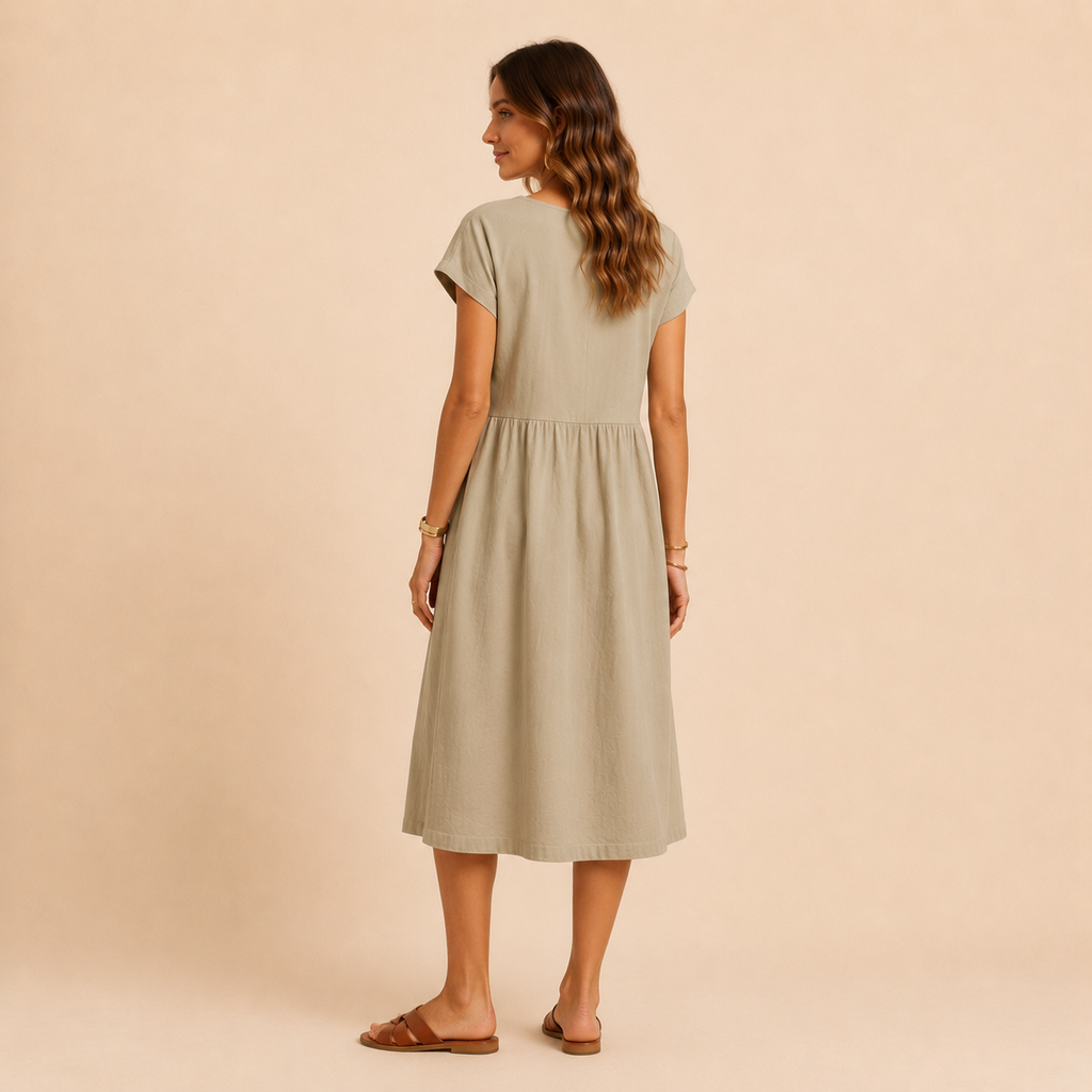 Meau - Casuel Elegant Midi Dress With Pockets