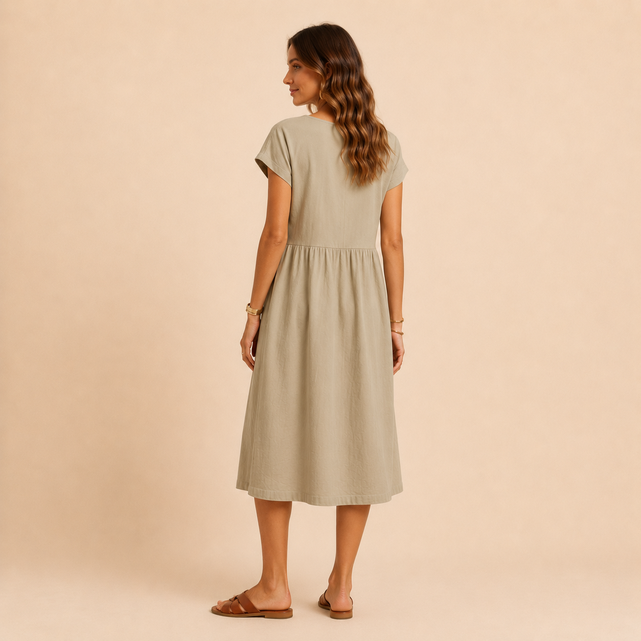 Meau - Casuel Elegant Midi Dress With Pockets