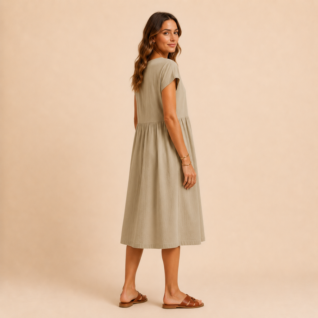Meau - Casuel Elegant Midi Dress With Pockets