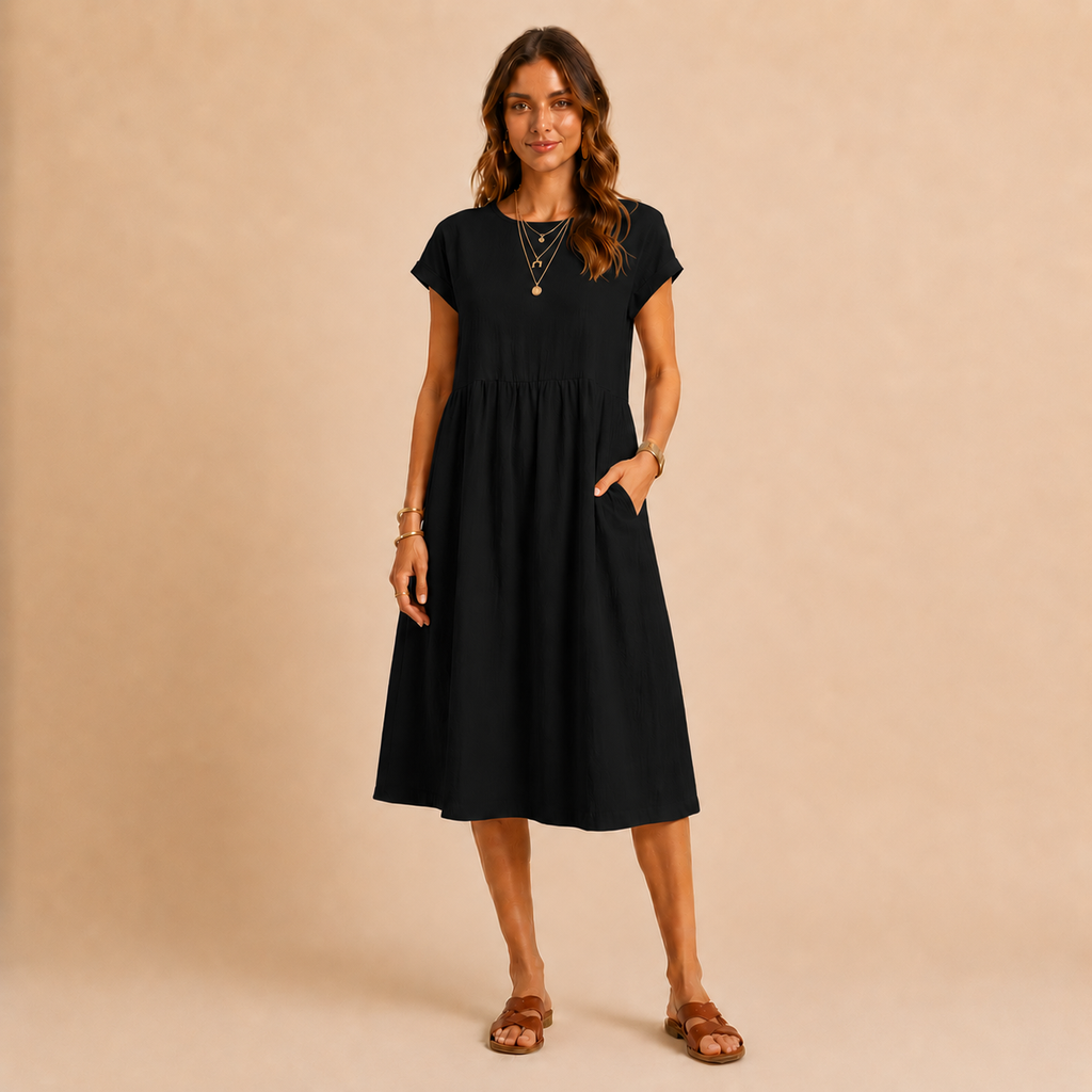 Meau - Casuel Elegant Midi Dress With Pockets