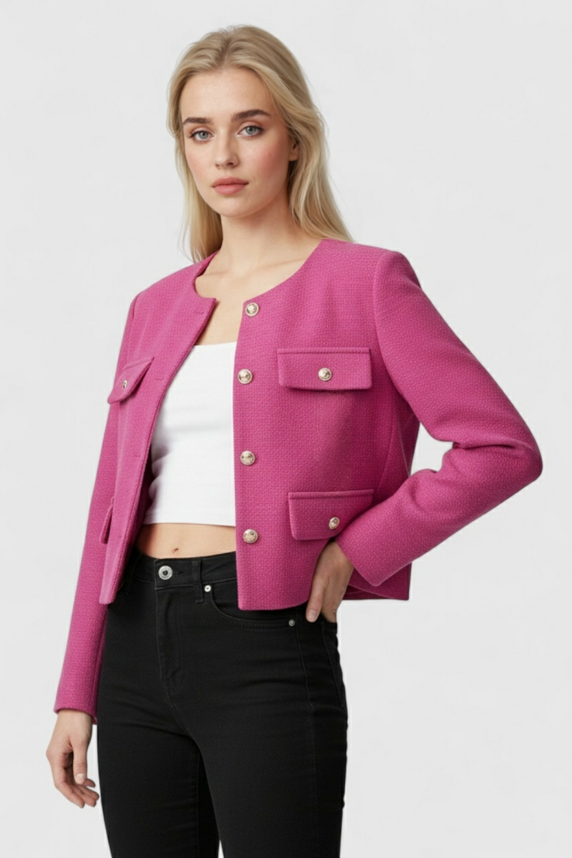Women's Short Winter Jacket Padded Stylish Warm Layered Casual Everyday