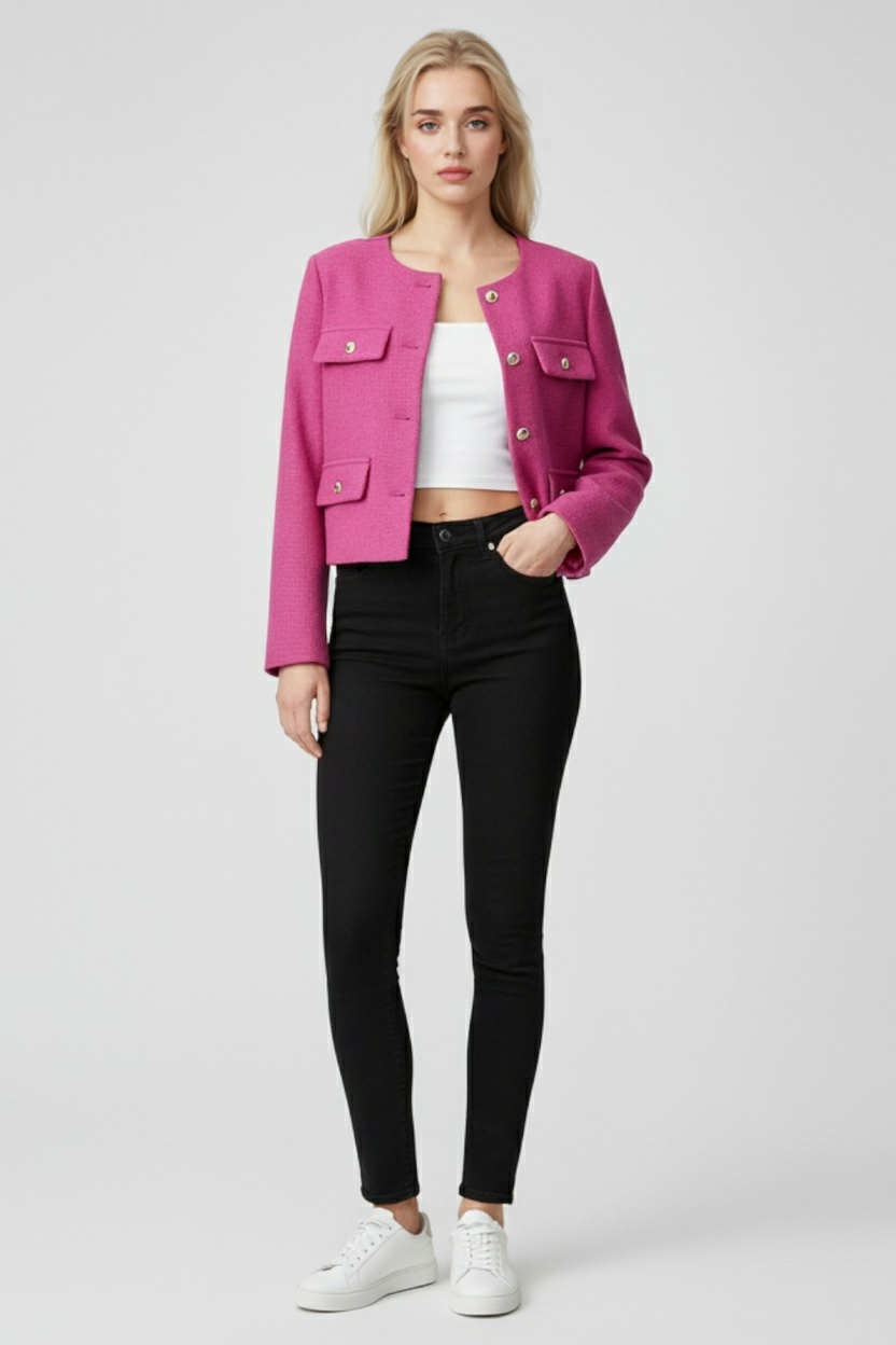 Women's Short Winter Jacket Padded Stylish Warm Layered Casual Everyday