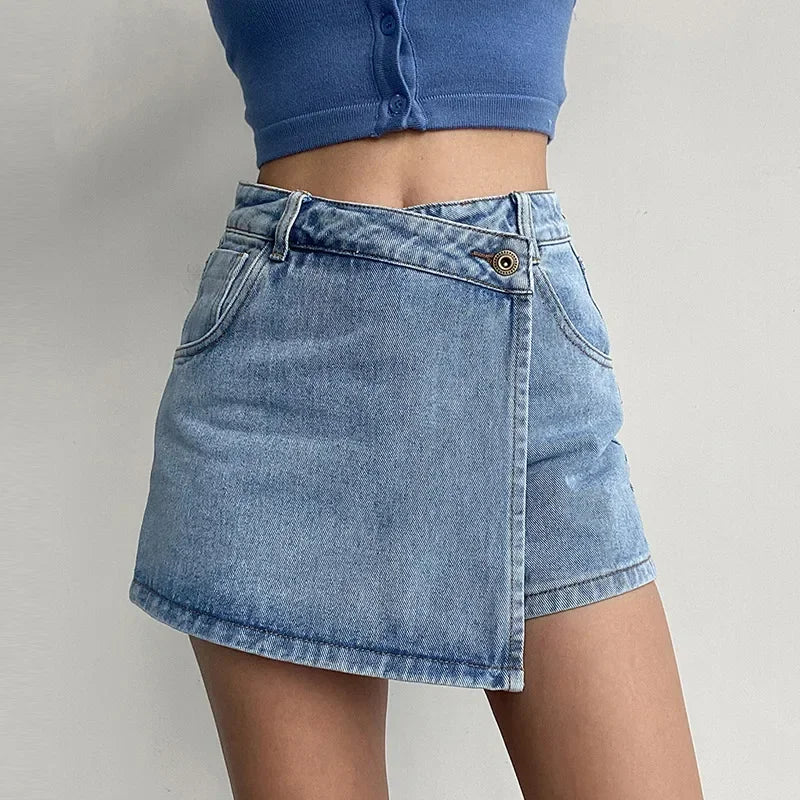 Women's Classic High-Waisted Denim Mini Skirt