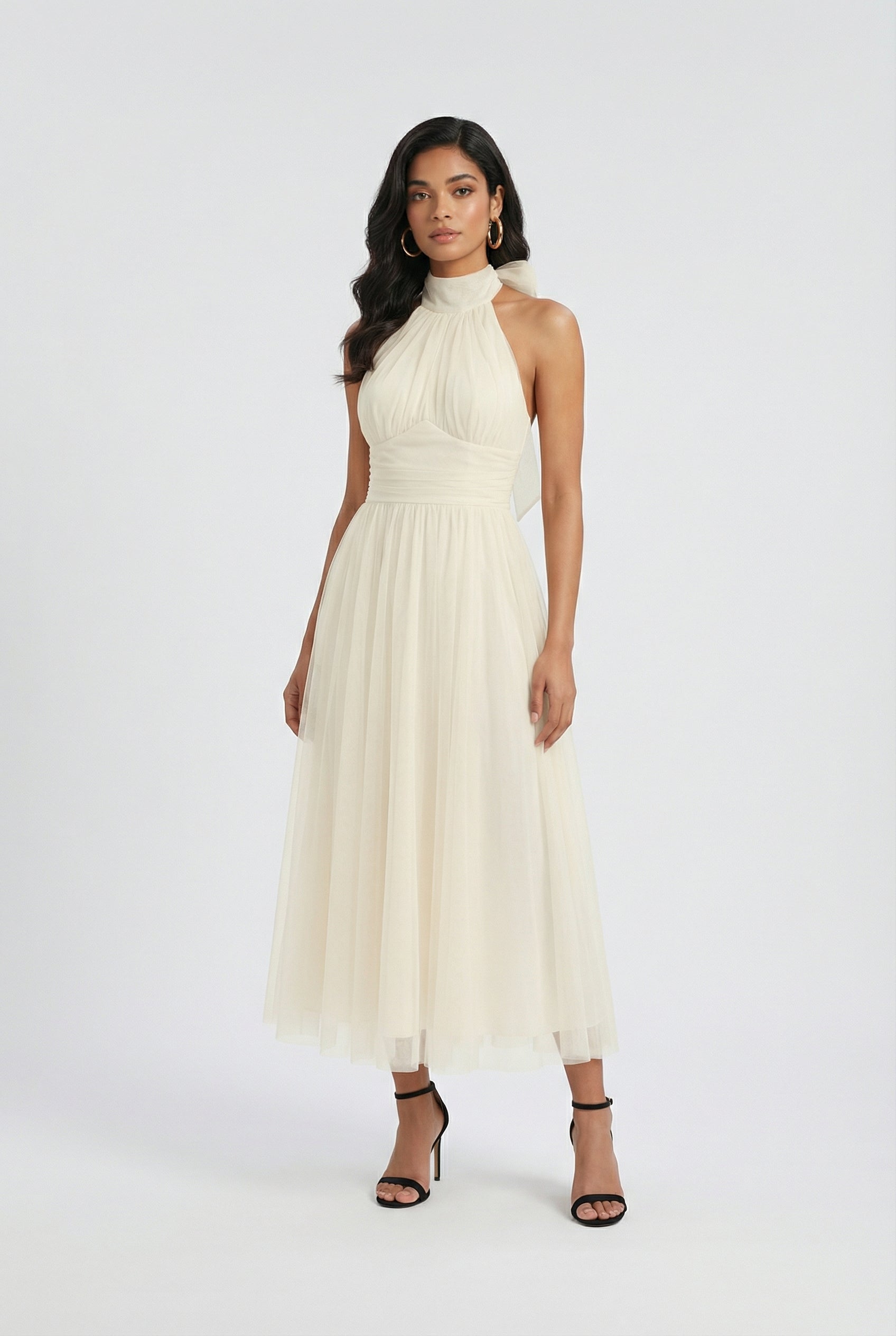 Women's Ribbed Knitted Midi Dress High Neck Stylish Soft Everyday Wear