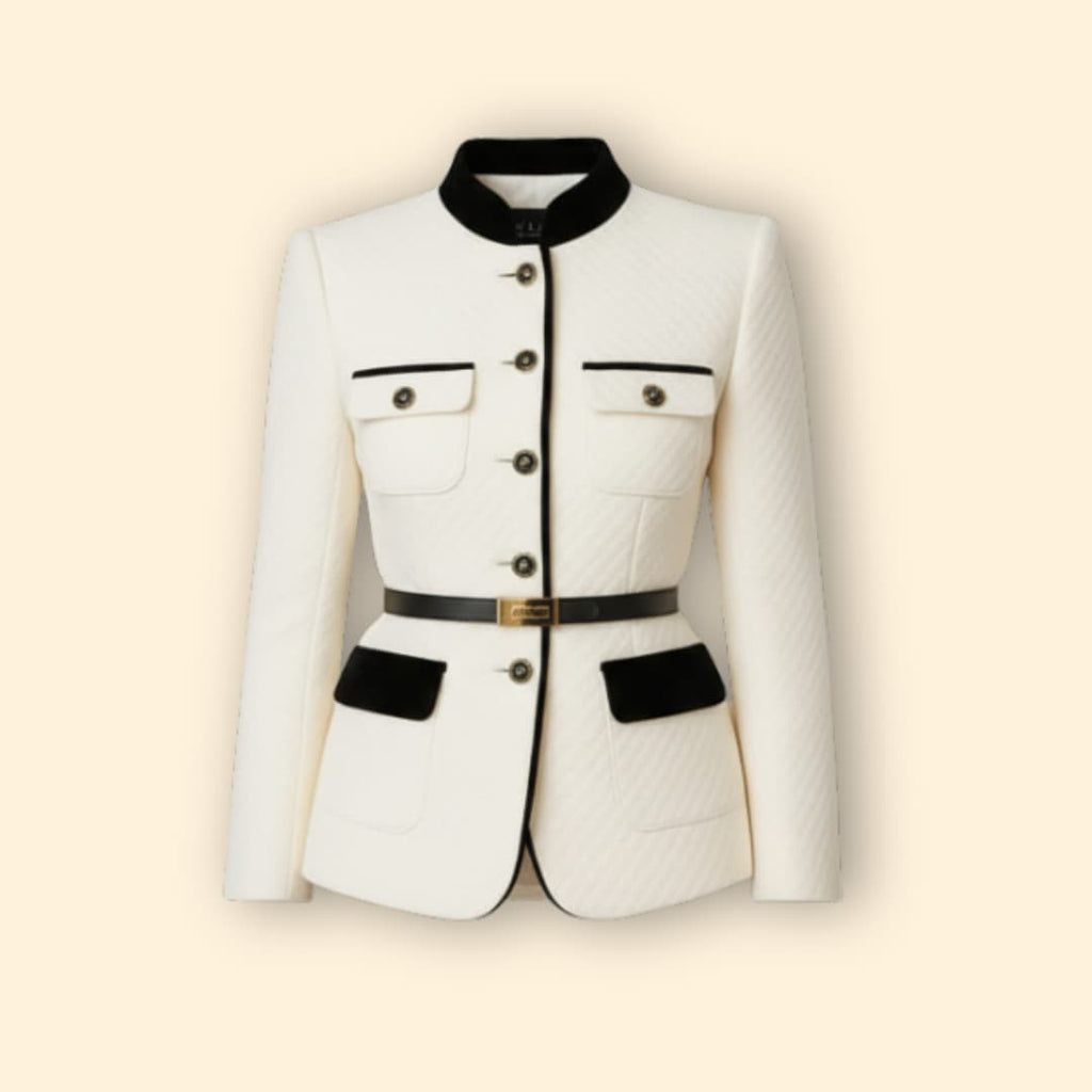 Women Blazer Belted Waist