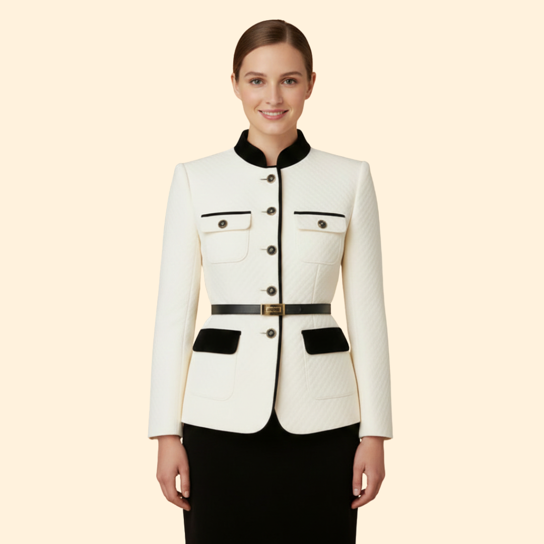 Women Blazer Belted Waist