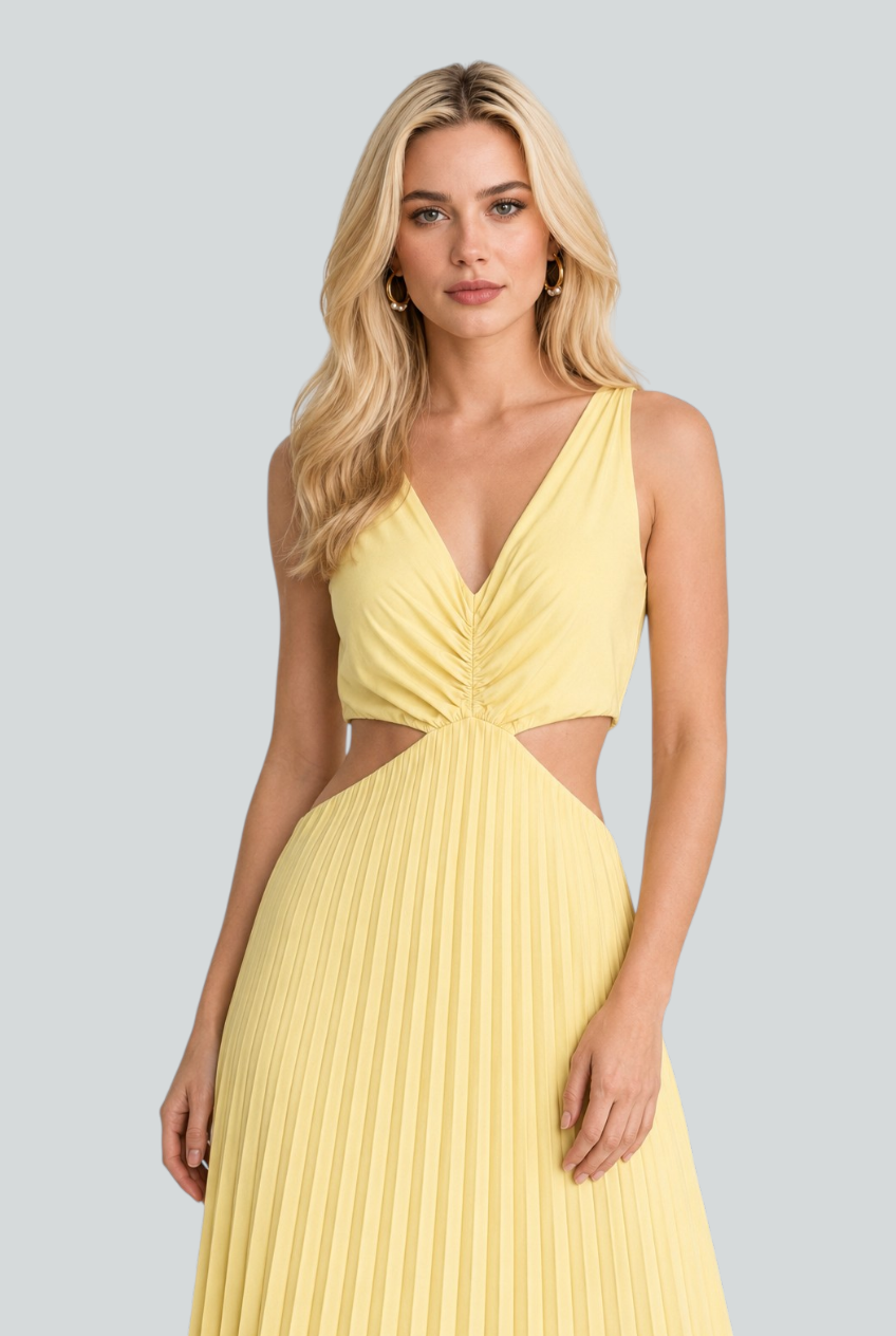 Women's Flowing Midi Dress Pleated Design Elegant Style for Warm Days
