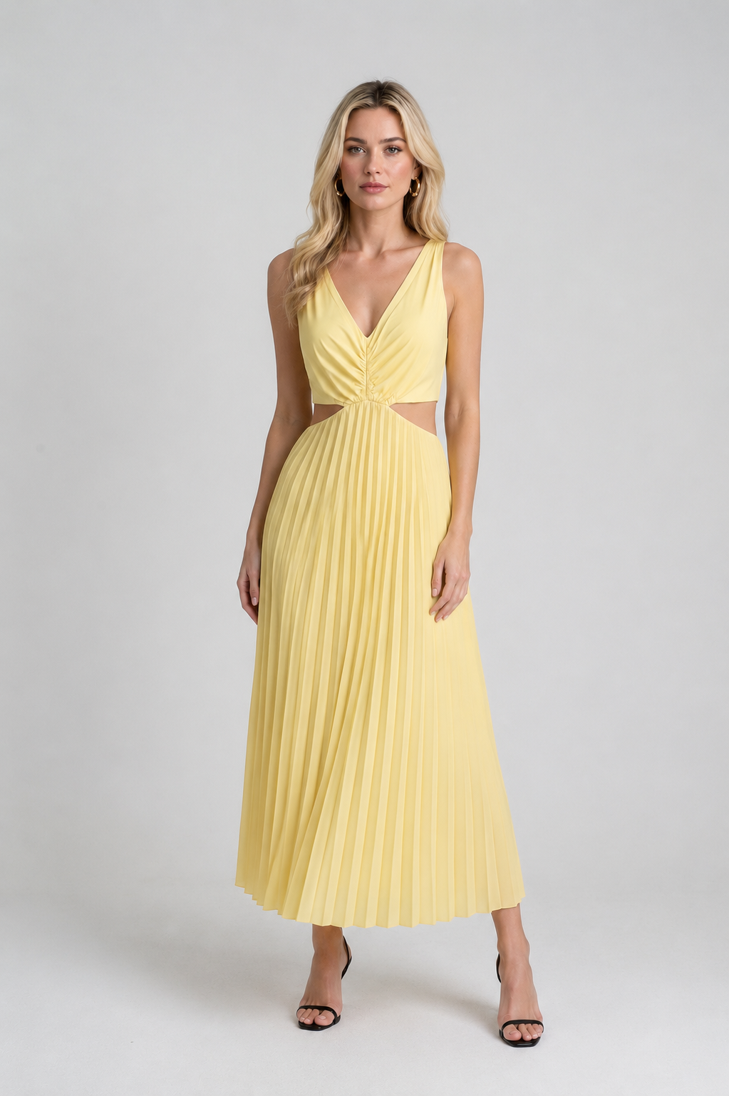 Women's Flowing Midi Dress Pleated Design Elegant Style for Warm Days