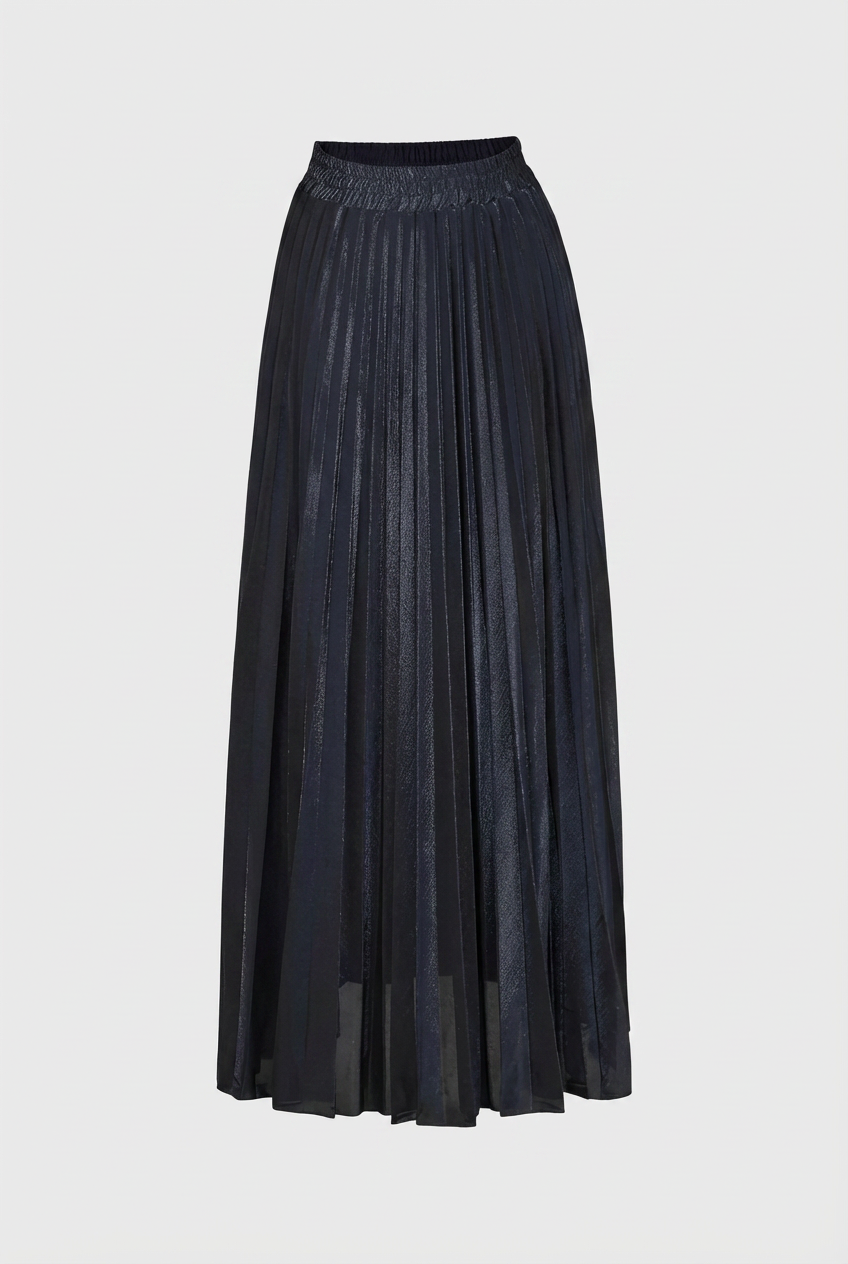 Women's Pleated Midi Skirt High-Waisted A-Line Casual Chic Wear