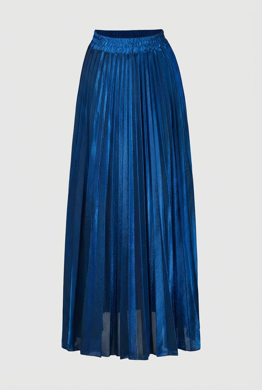 Women's A-Line Pleated Midi Skirt High-Waisted Elegant Versatile Stylish