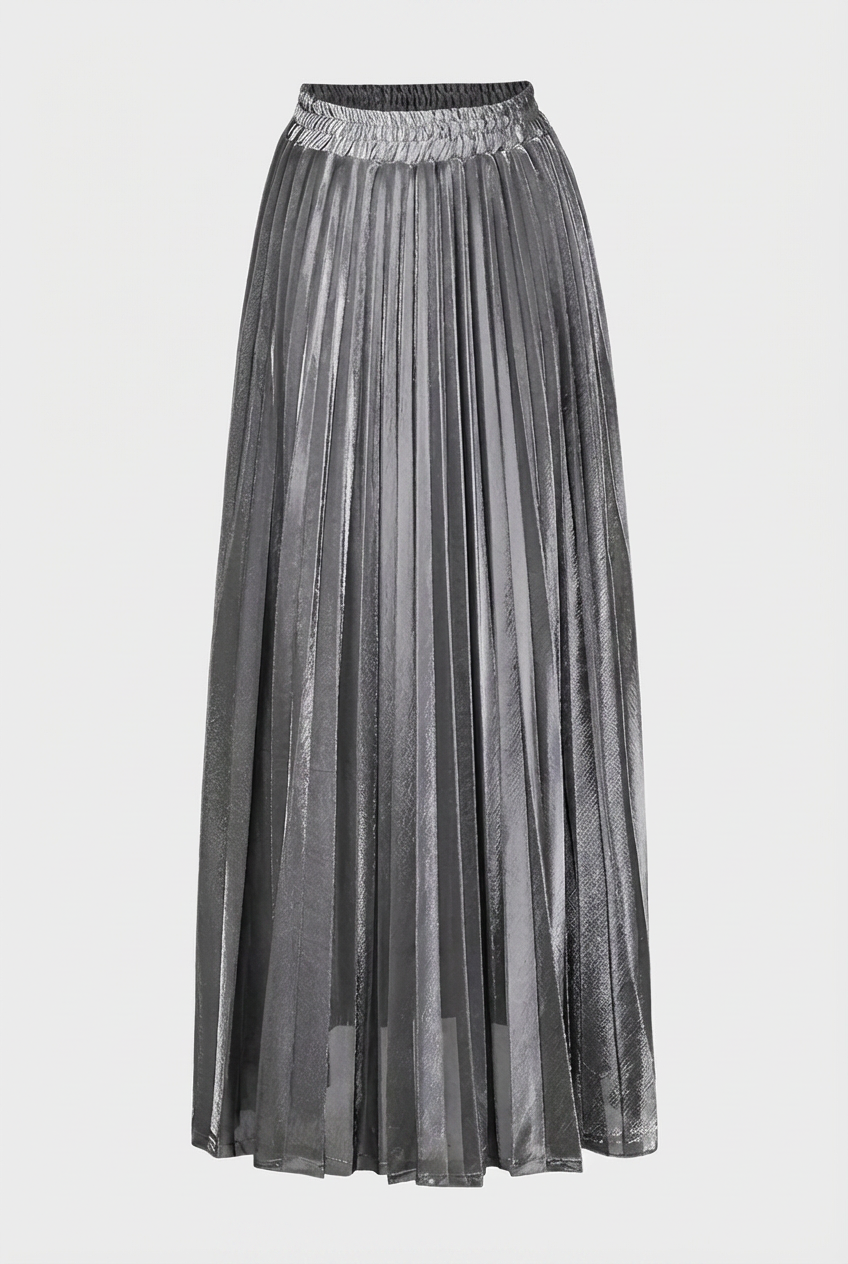 Women's A-Line Pleated Midi Skirt High-Waisted Flowing Stylish Everyday
