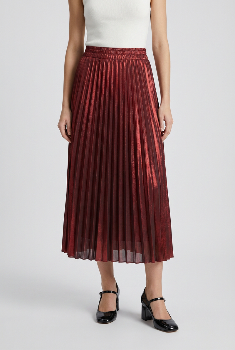 Women's Maxi Skirt Pleated High-Waisted Elegant Flowing Casual Wear
