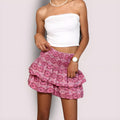 Women's Elastic Boho Ruffle Mini Skirt