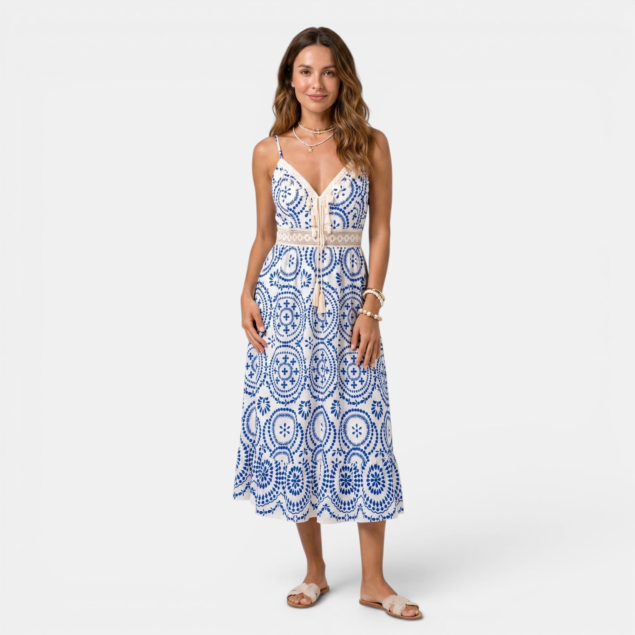 Women's Midi Dress Sleeveless V-Neck