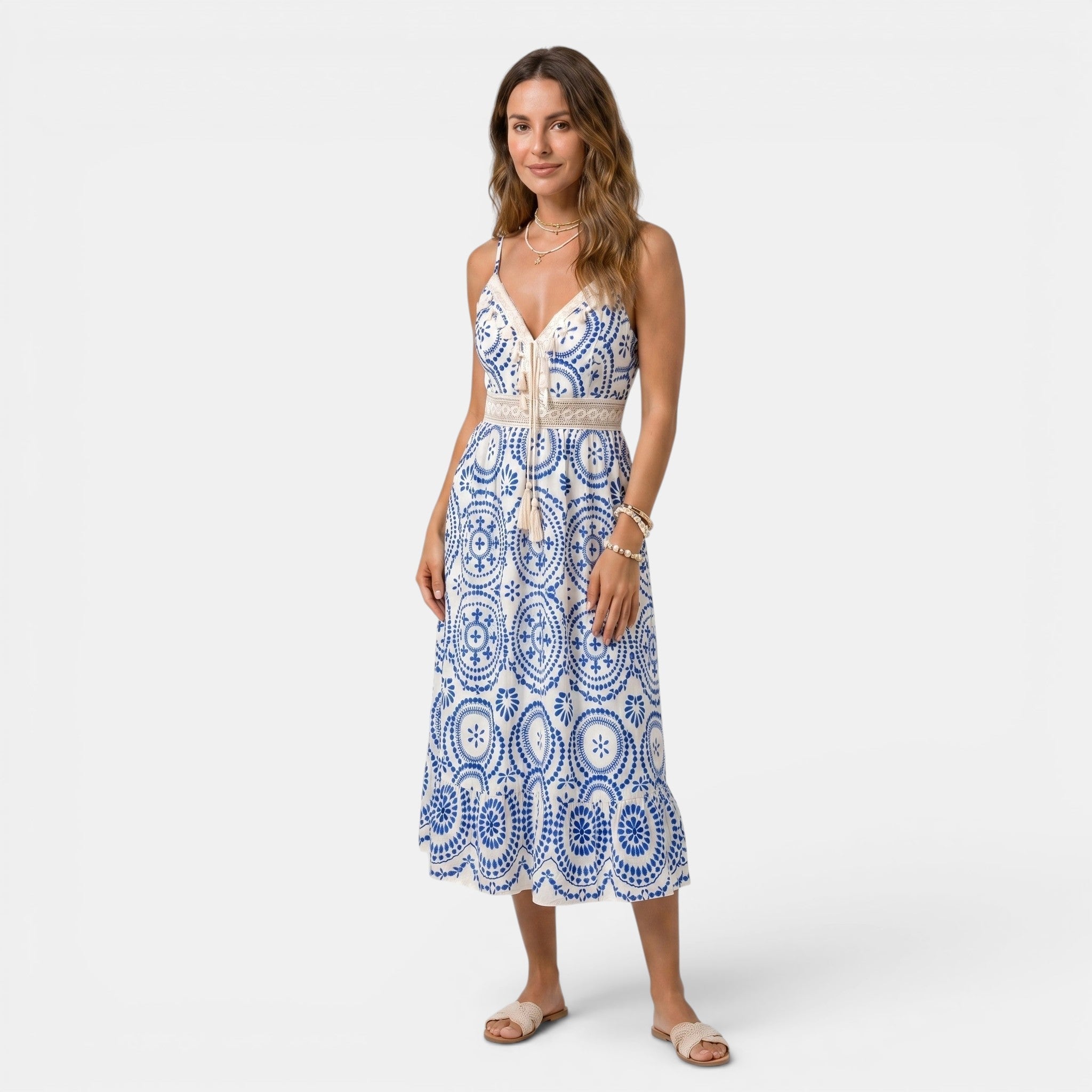 Women's Midi Dress Sleeveless V-Neck