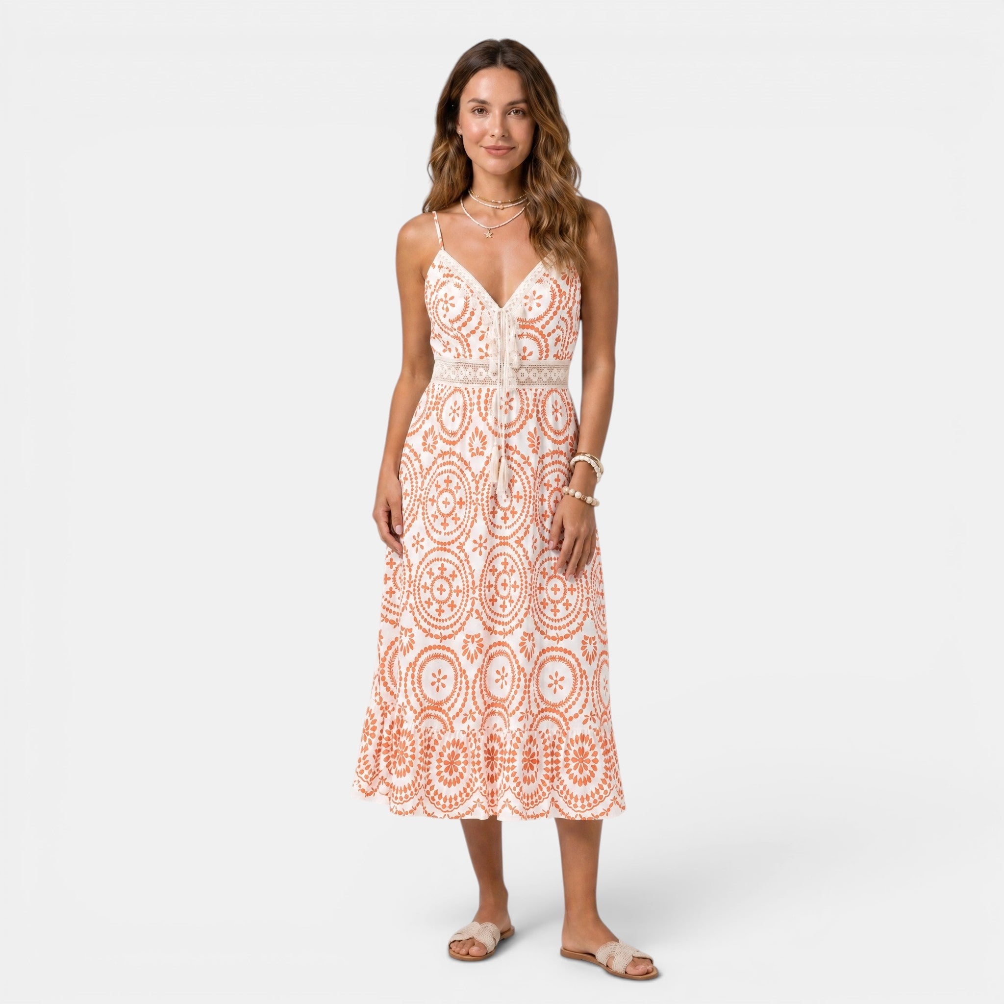 Women's Midi Dress Sleeveless V-Neck