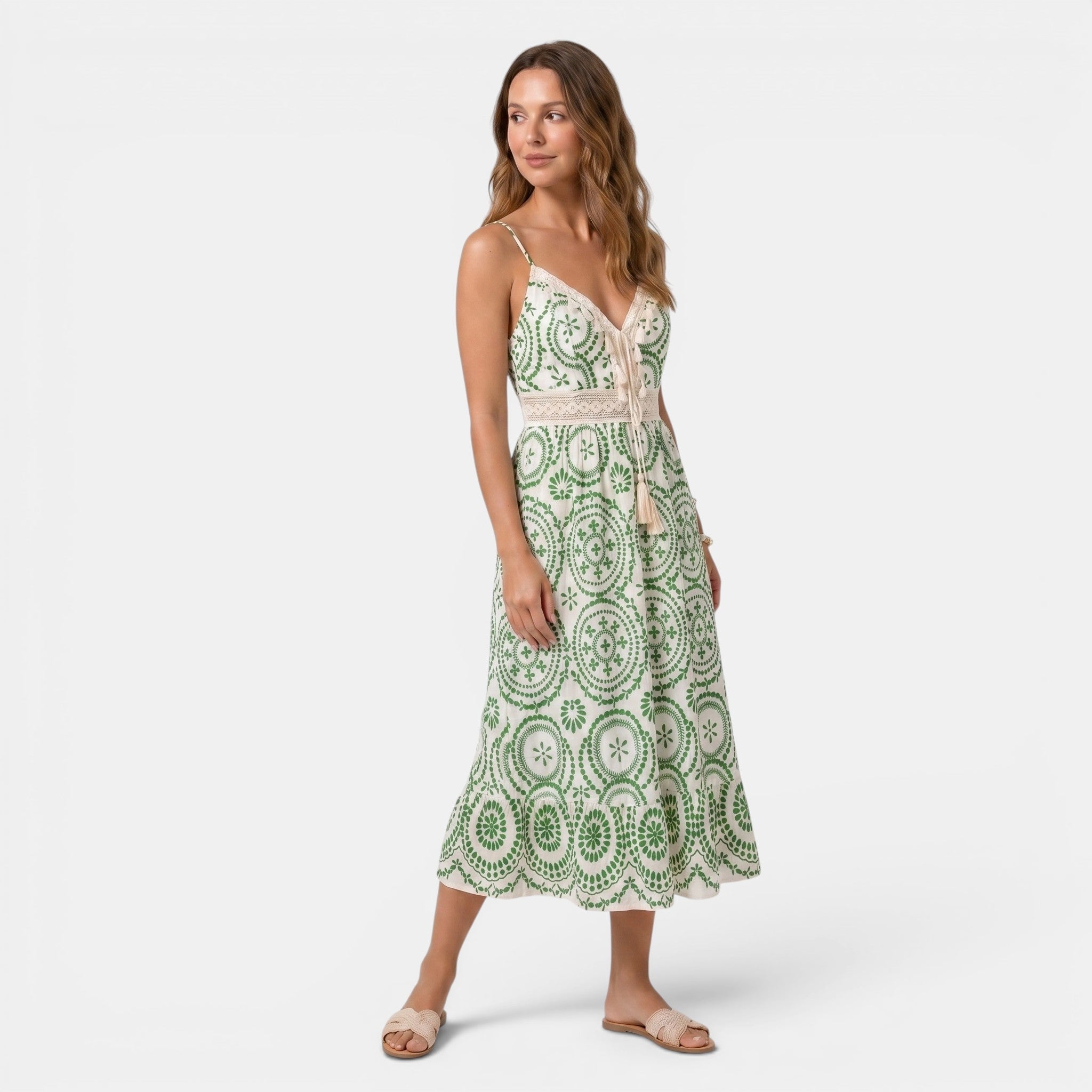 Women's Midi Dress Sleeveless V-Neck