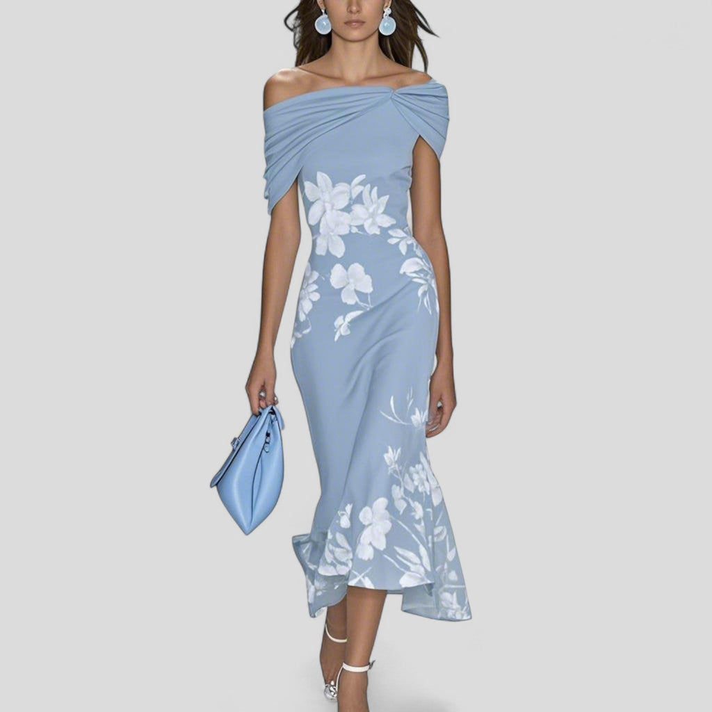 Women's Printed Fitted Midi Dress