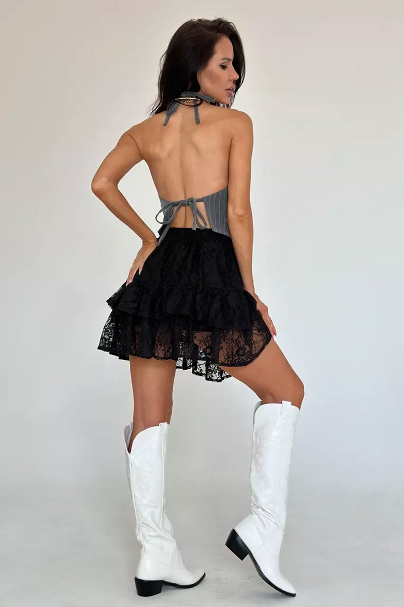 Women's Jacquard Tiered Mini Skirt