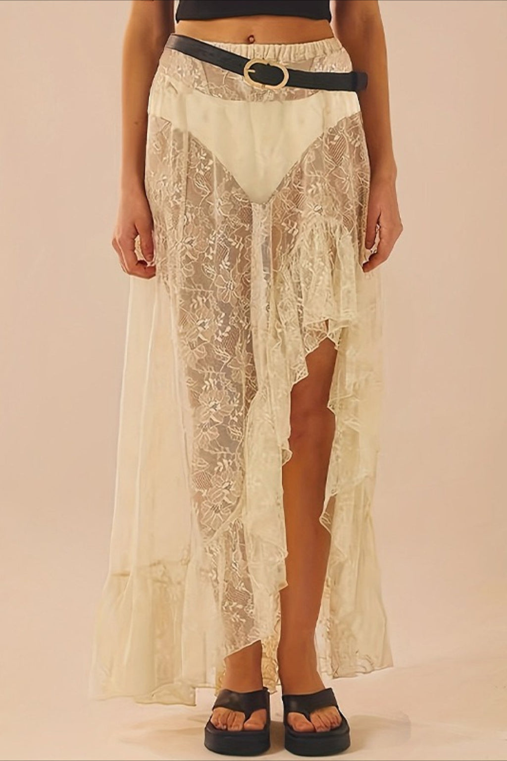 Women's High Waist Asymmetrical Midi Skirt