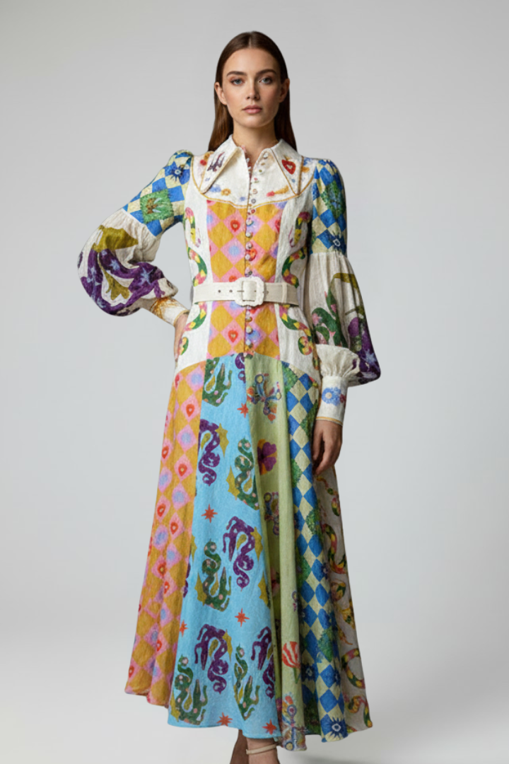 Women's V-Neck Long Sleeve Maxi Dress