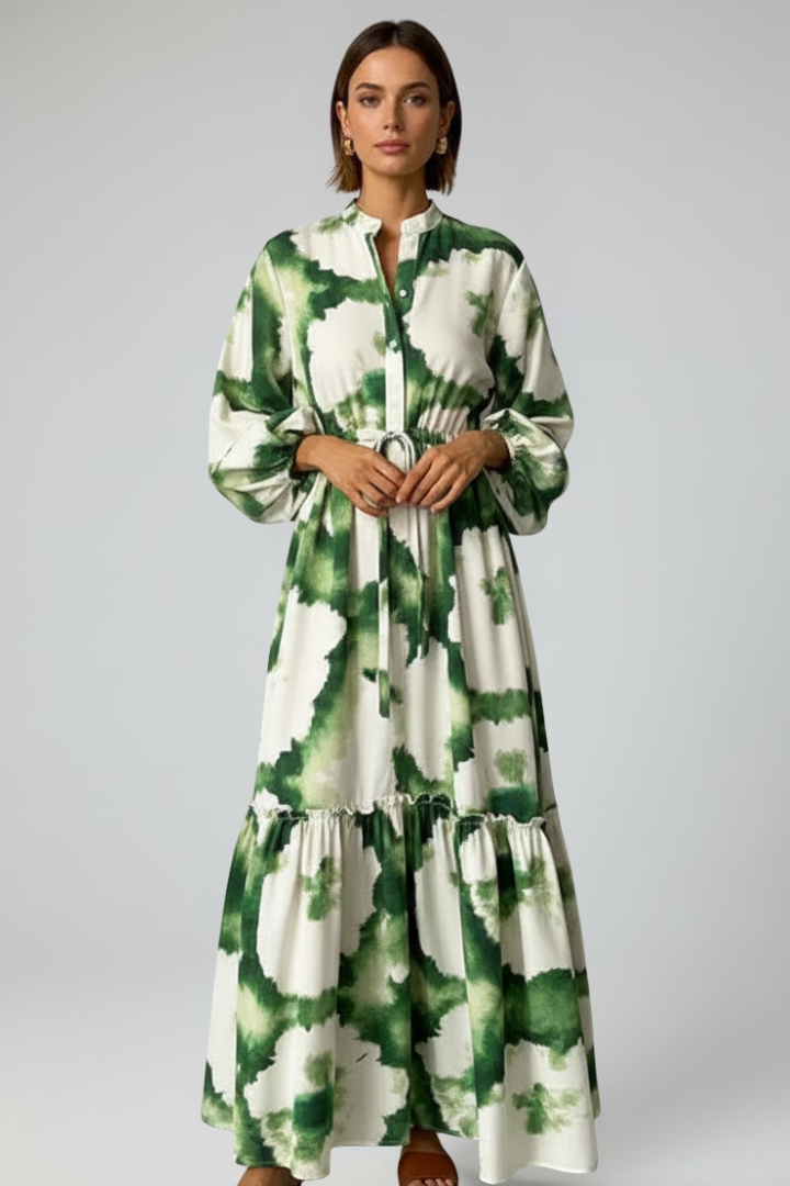 Women's V-Neck Long Sleeve Maxi Dress