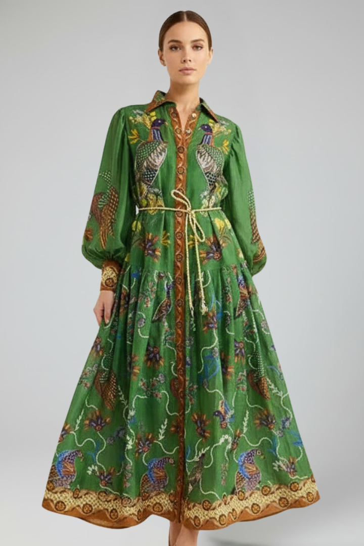 Women's V-Neck Long Sleeve Maxi Dress