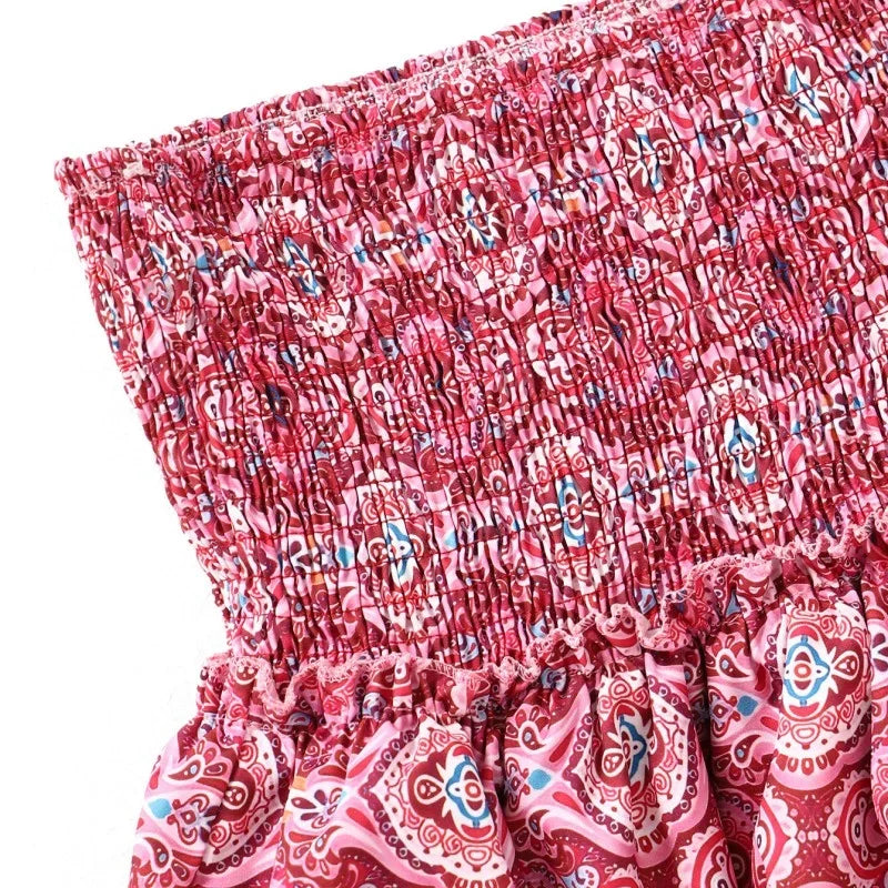 Women's Elastic Boho Ruffle Mini Skirt